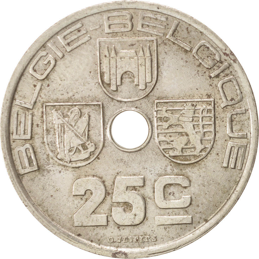 Coin, Belgium, 25 Centimes, 1938, AU(55-58), Nickel-brass, KM:115.1