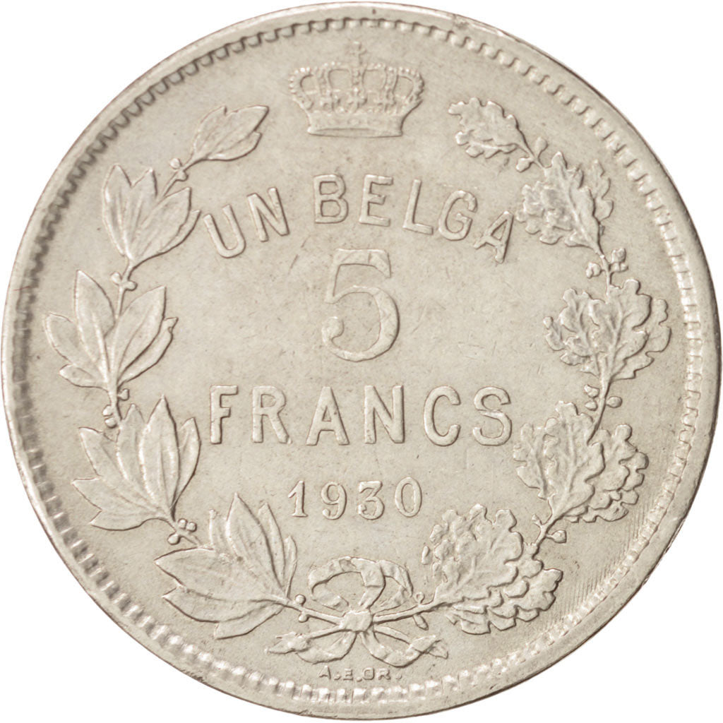 Münze, Belgien, 5 Francs, 5 Frank, 1930, SS+, Nickel, KM:97.1