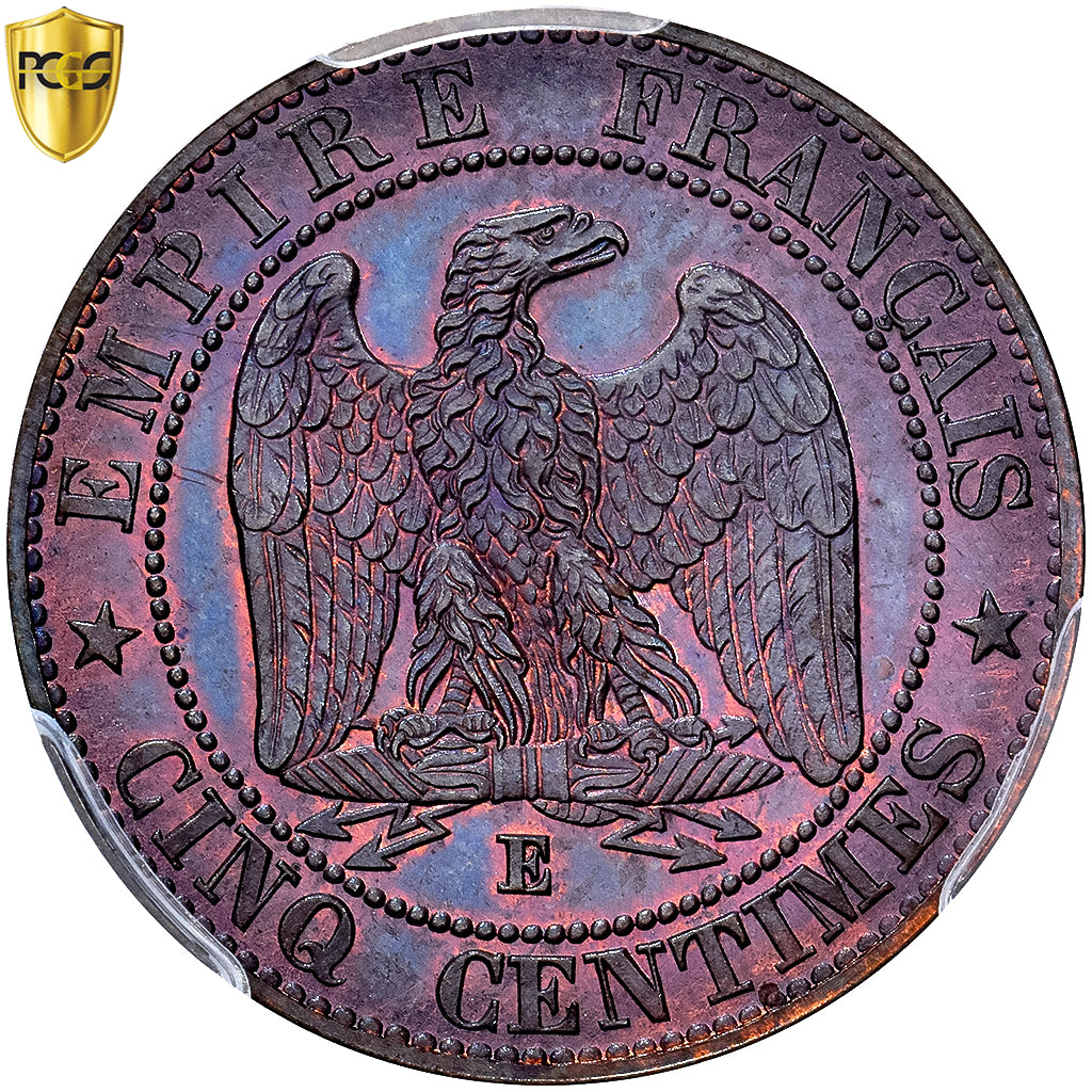 France, Napoléon III, 5 Centimes, 1861, Paris, Epreuve de Revers, Bronze, PCGS