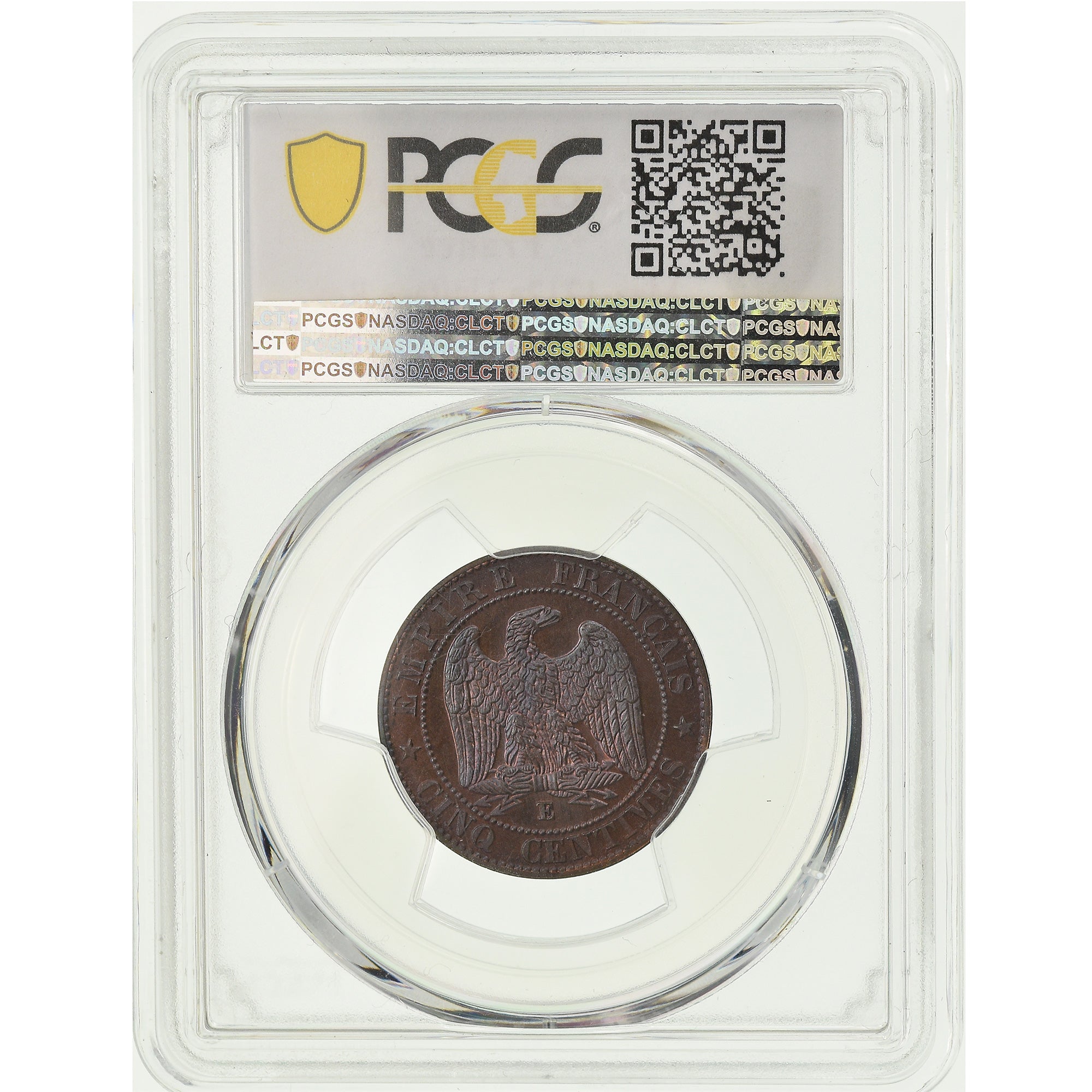 France, Napoleon III, 5 Centimes, 1861, Paris, Reverse Pattern, Bronze, PCGS