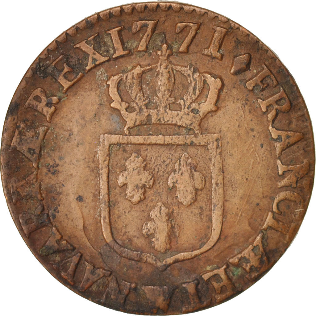 Coin, France, Louis XV, Demi sol à la vieille tête, 1/2 Sol, 1771, Lille