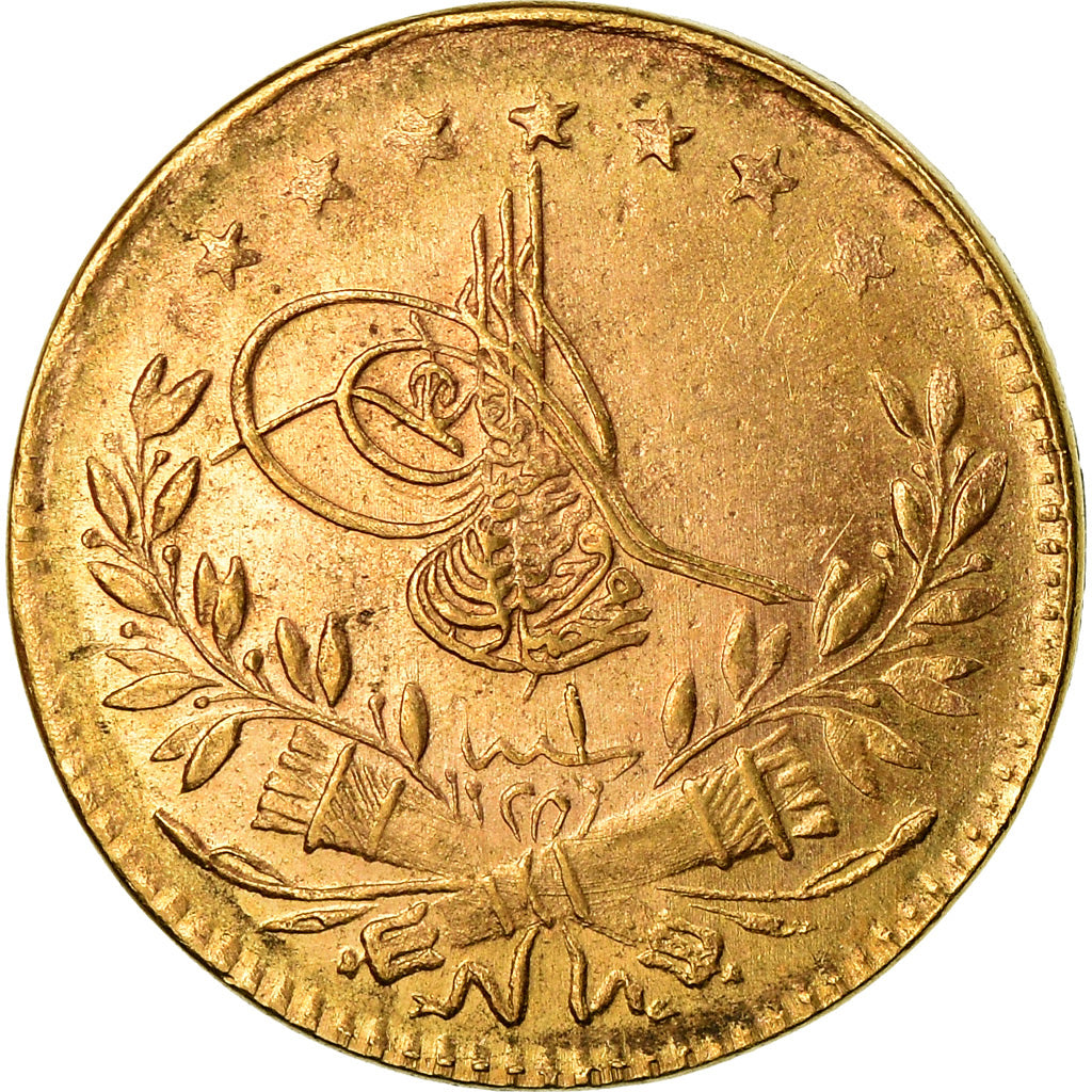 Moneta, Turchia, Muhammad VI, 25 Kurush, 1917, Qustantiniyah, BB, Oro, KM:819
