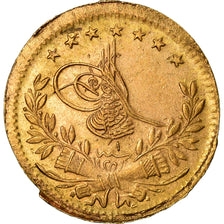 Coin, Turkey, Muhammad VI, 25 Kurush, 1917, Qustantiniyah, EF(40-45), Gold