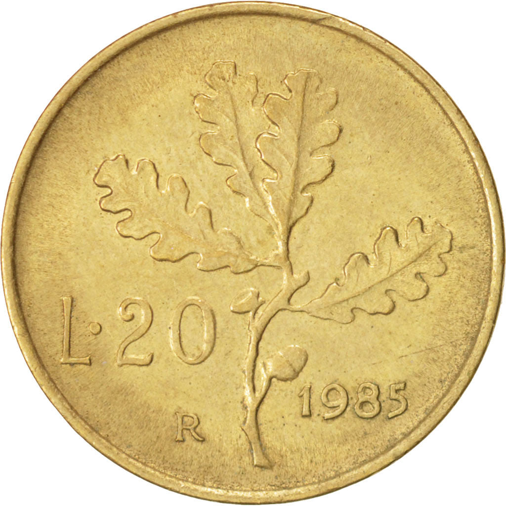 Coin, Italy, 20 Lire, 1985, Rome, MS(64), Aluminum-Bronze, KM:97.2