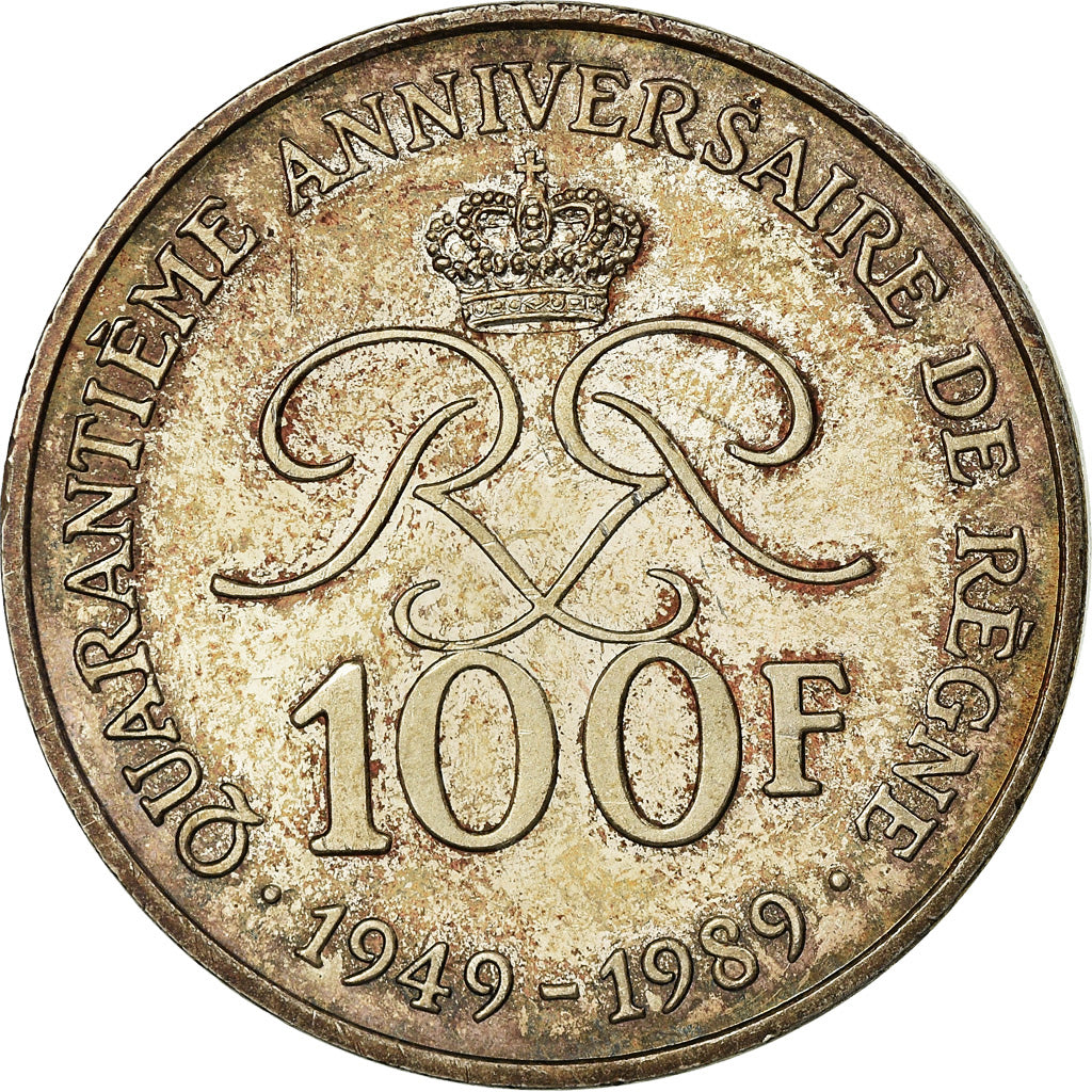 Coin, Monaco, Rainier III, 100 Francs, 1989, AU(55-58), Silver, KM:164