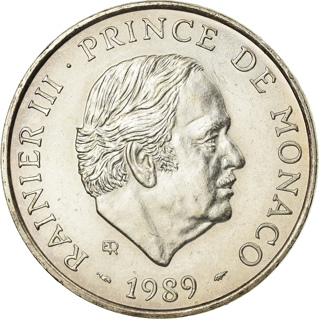 Coin, Monaco, Rainier III, 100 Francs, 1989, AU(55-58), Silver, KM:164