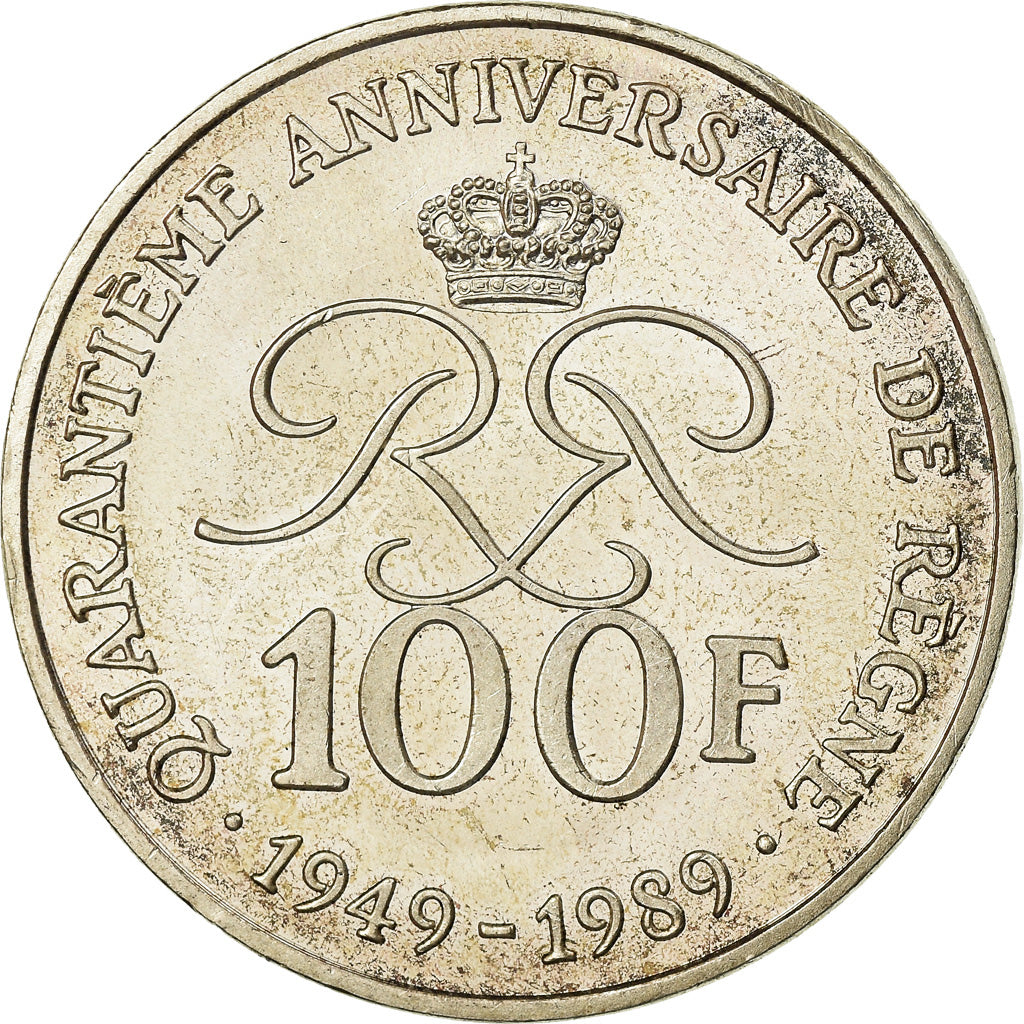 Coin, Monaco, Rainier III, 100 Francs, 1989, AU(55-58), Silver, KM:164