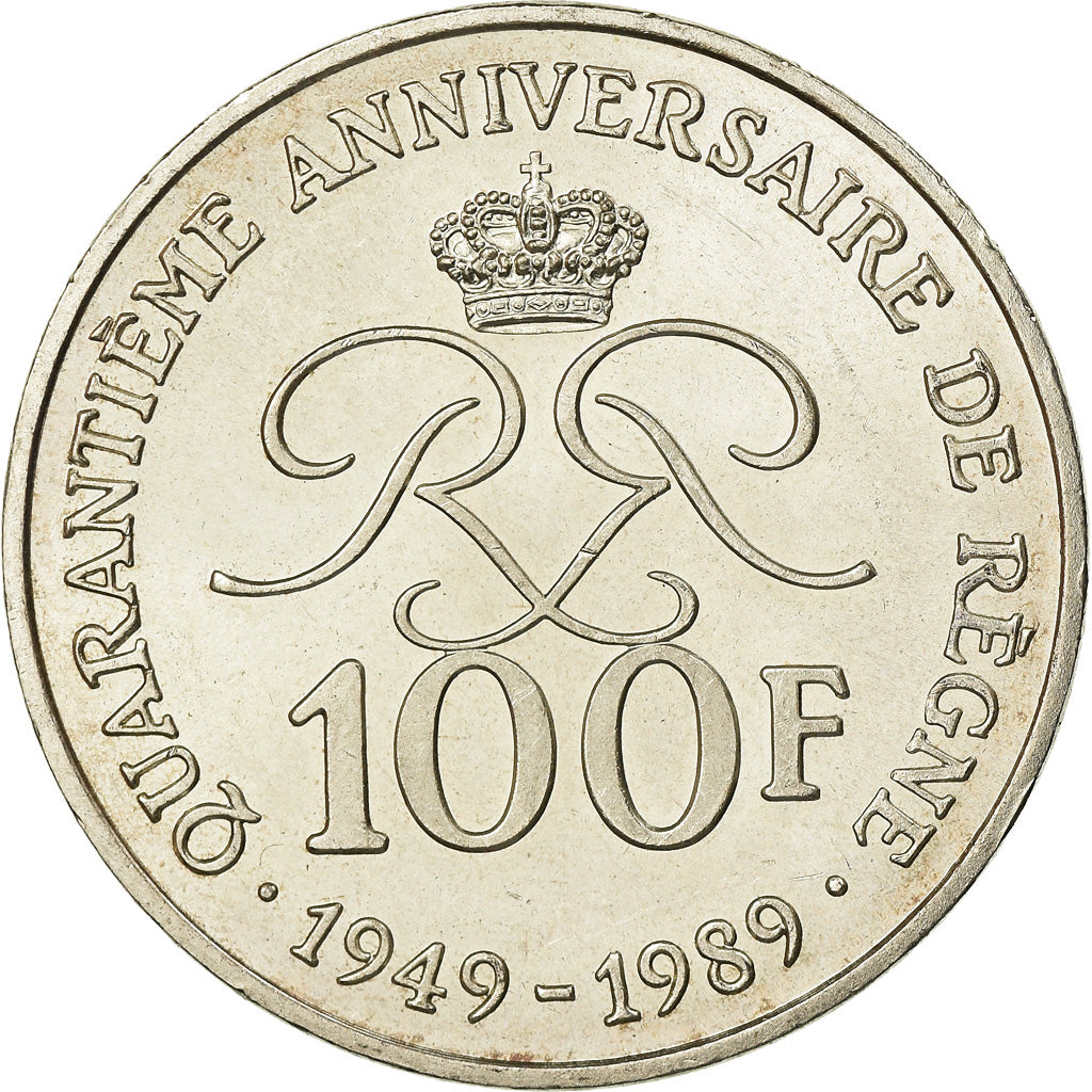 Coin, Monaco, Rainier III, 100 Francs, 1989, AU(55-58), Silver, KM:164