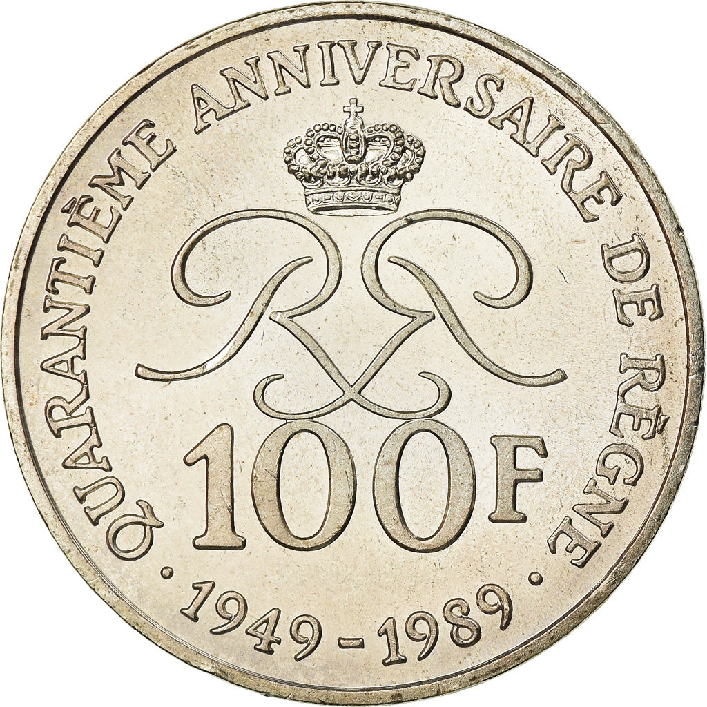 Coin, Monaco, Rainier III, 100 Francs, 1989, AU(55-58), Silver, KM:164