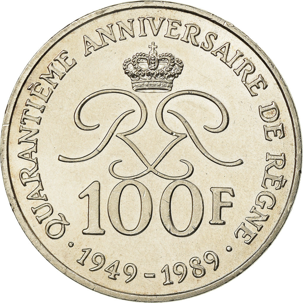 Coin, Monaco, Rainier III, 100 Francs, 1989, AU(55-58), Silver, KM:164