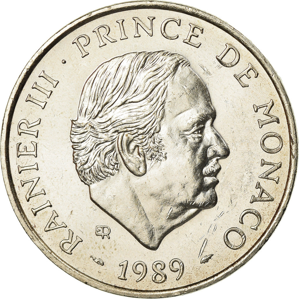 Coin, Monaco, Rainier III, 100 Francs, 1989, AU(55-58), Silver, KM:164