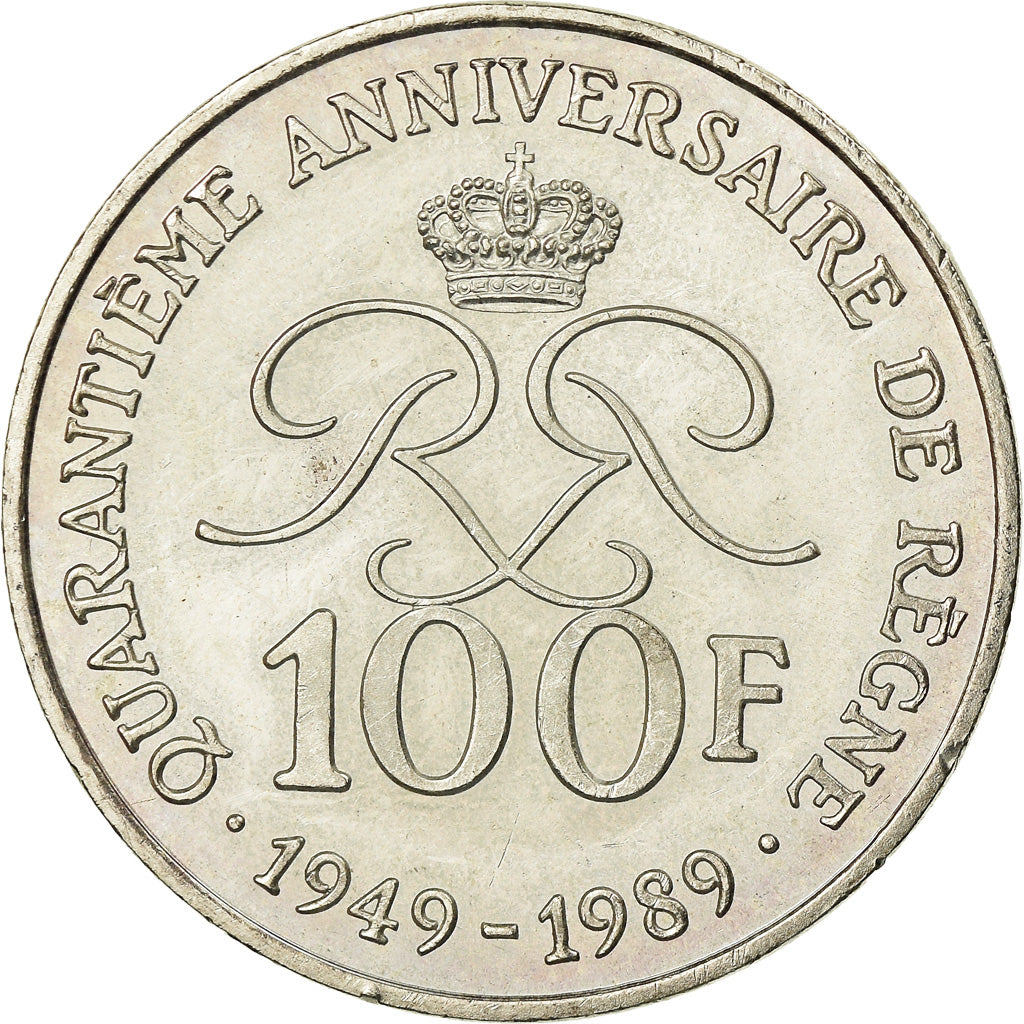 Coin, Monaco, Rainier III, 100 Francs, 1989, AU(55-58), Silver, KM:164