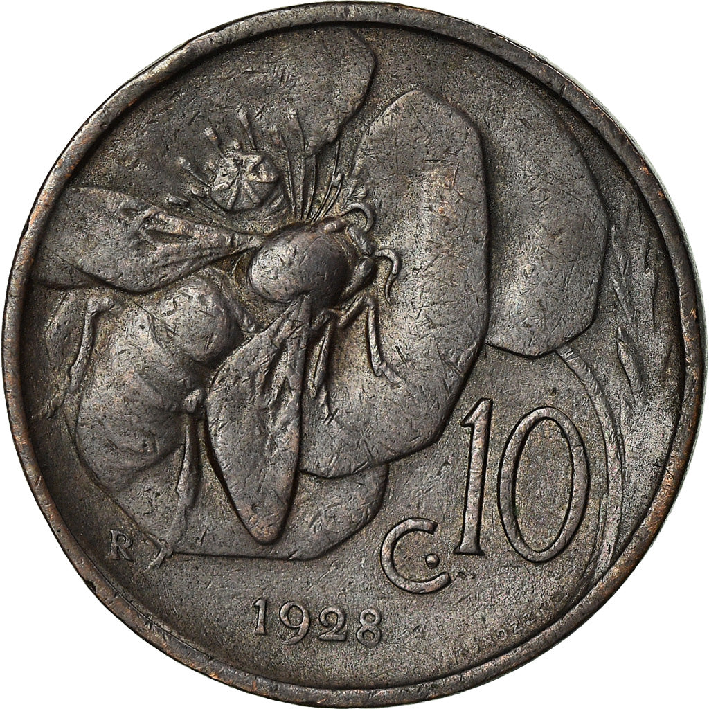 Moneta, Italia, Vittorio Emanuele III, 10 Centesimi, 1928, Rome, BB, Bronzo