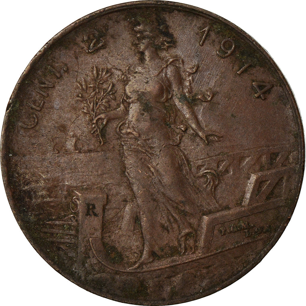 Coin, Italy, Vittorio Emanuele III, 2 Centesimi, 1914, Rome, VF(20-25), Bronze