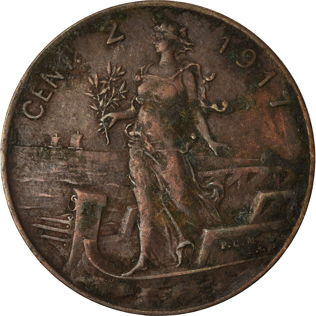 Coin, Italy, Vittorio Emanuele III, 2 Centesimi, 1917, Rome, EF(40-45), Bronze
