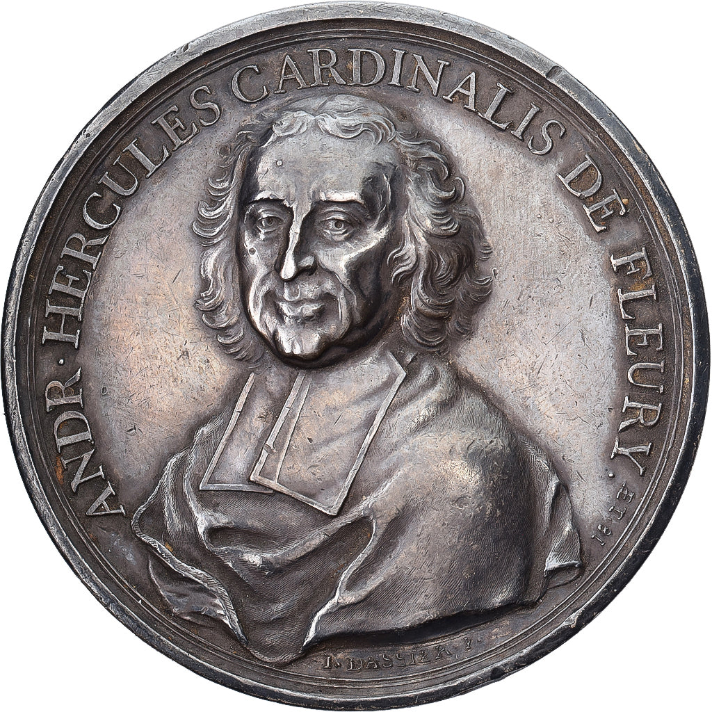 France, Médaille, André Hercule de Fleury, 1736, Genève, Argent, SUP, Dassier