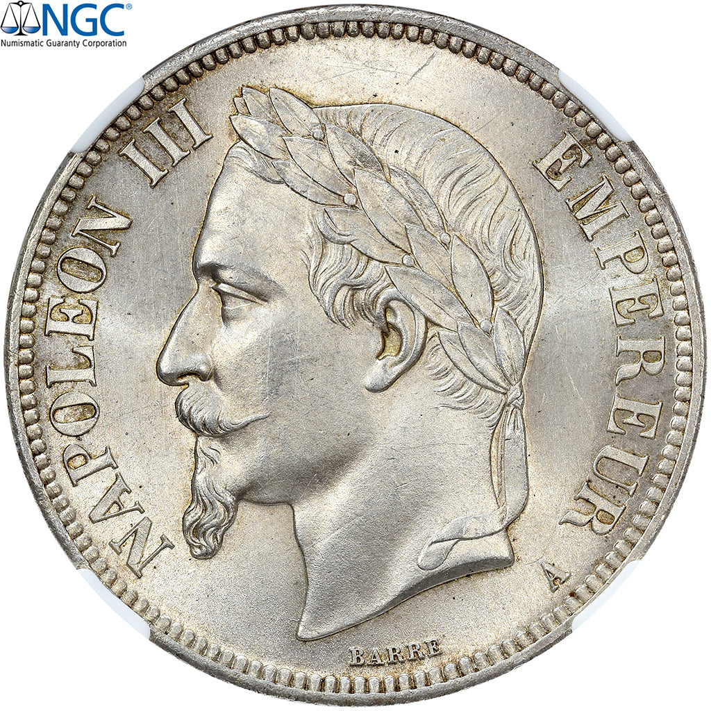 France, Napoleon III, 5 Francs, 1863, Paris, Silver, NGC, MS(63), Gadoury:739
