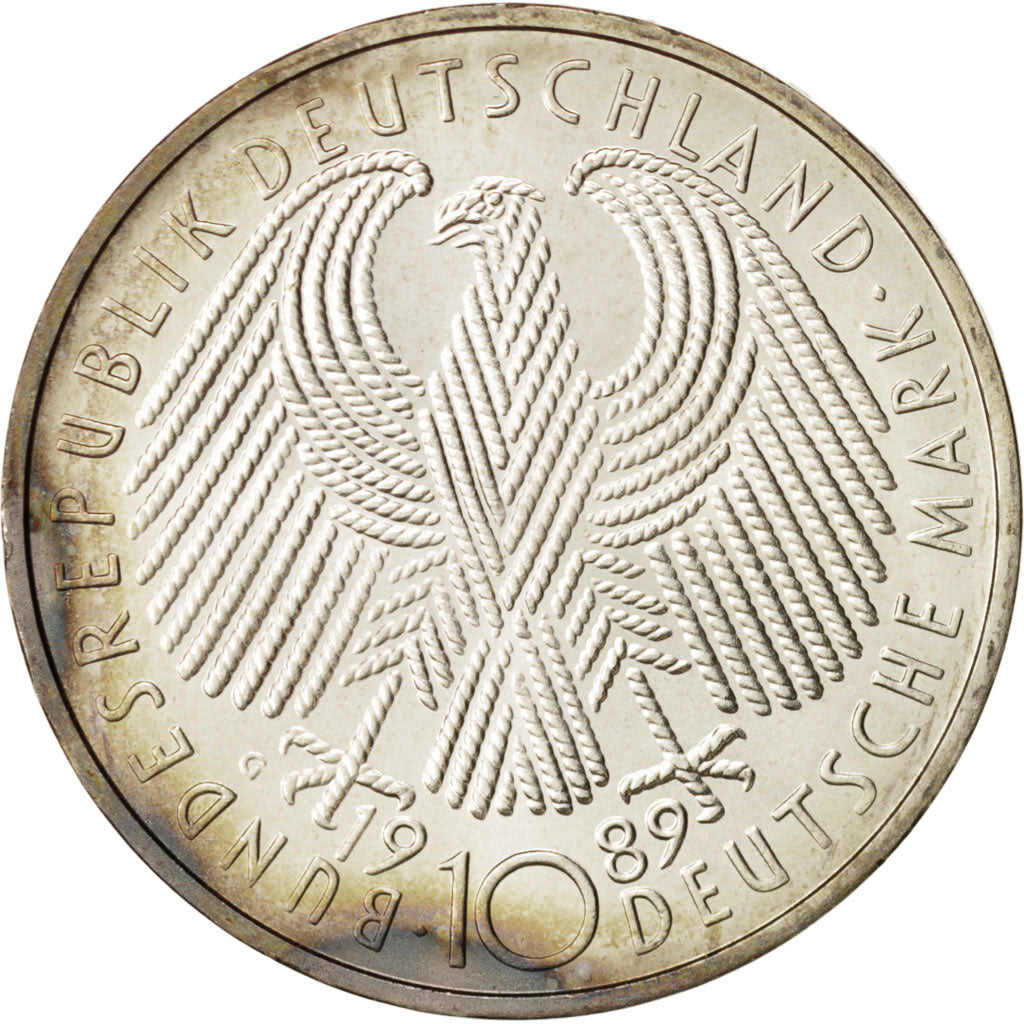 Coin, GERMANY - FEDERAL REPUBLIC, 10 Mark, 1989, Karlsruhe, Germany, MS(65-70)