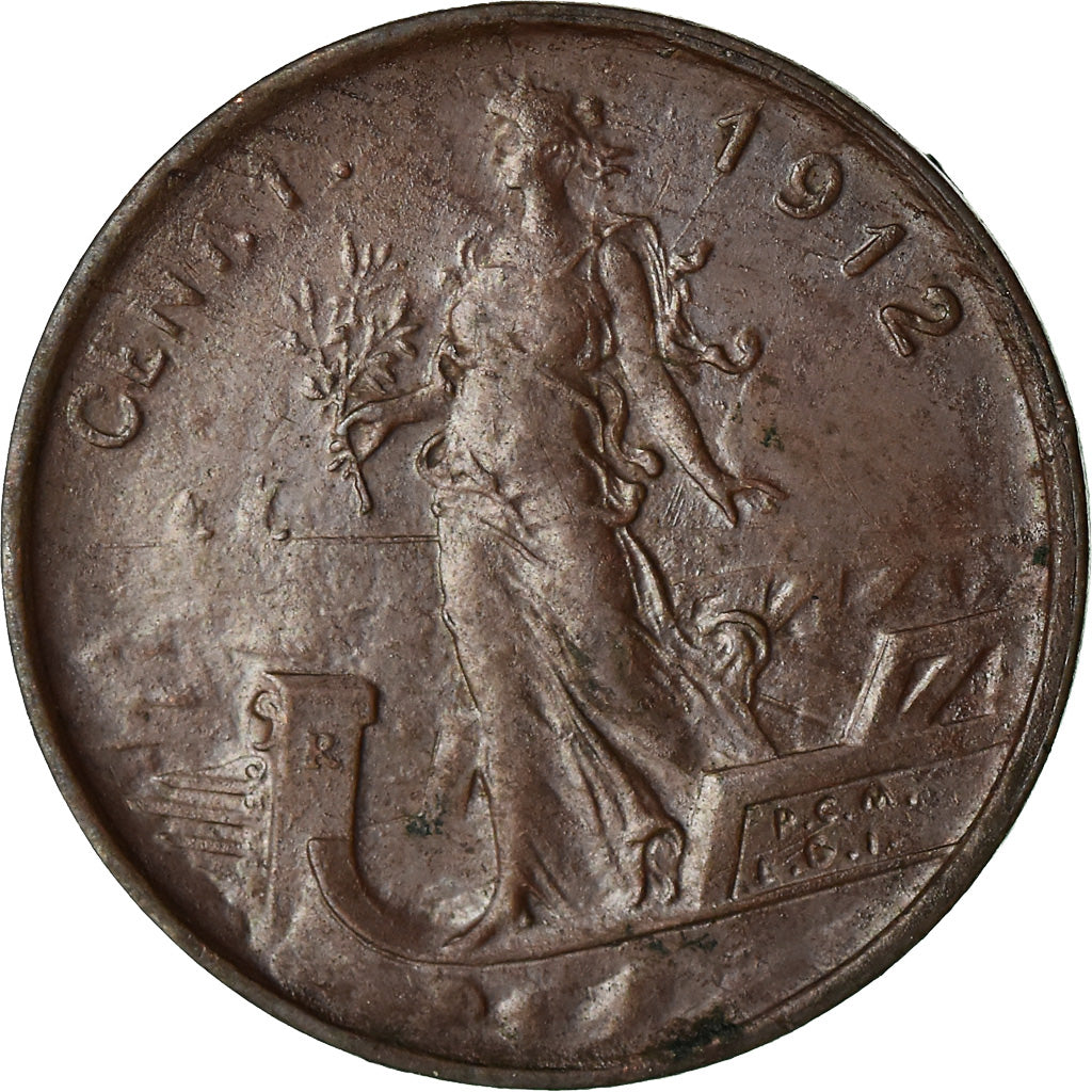 Coin, Italy, Vittorio Emanuele III, Centesimo, 1912, Rome, EF(40-45), Bronze