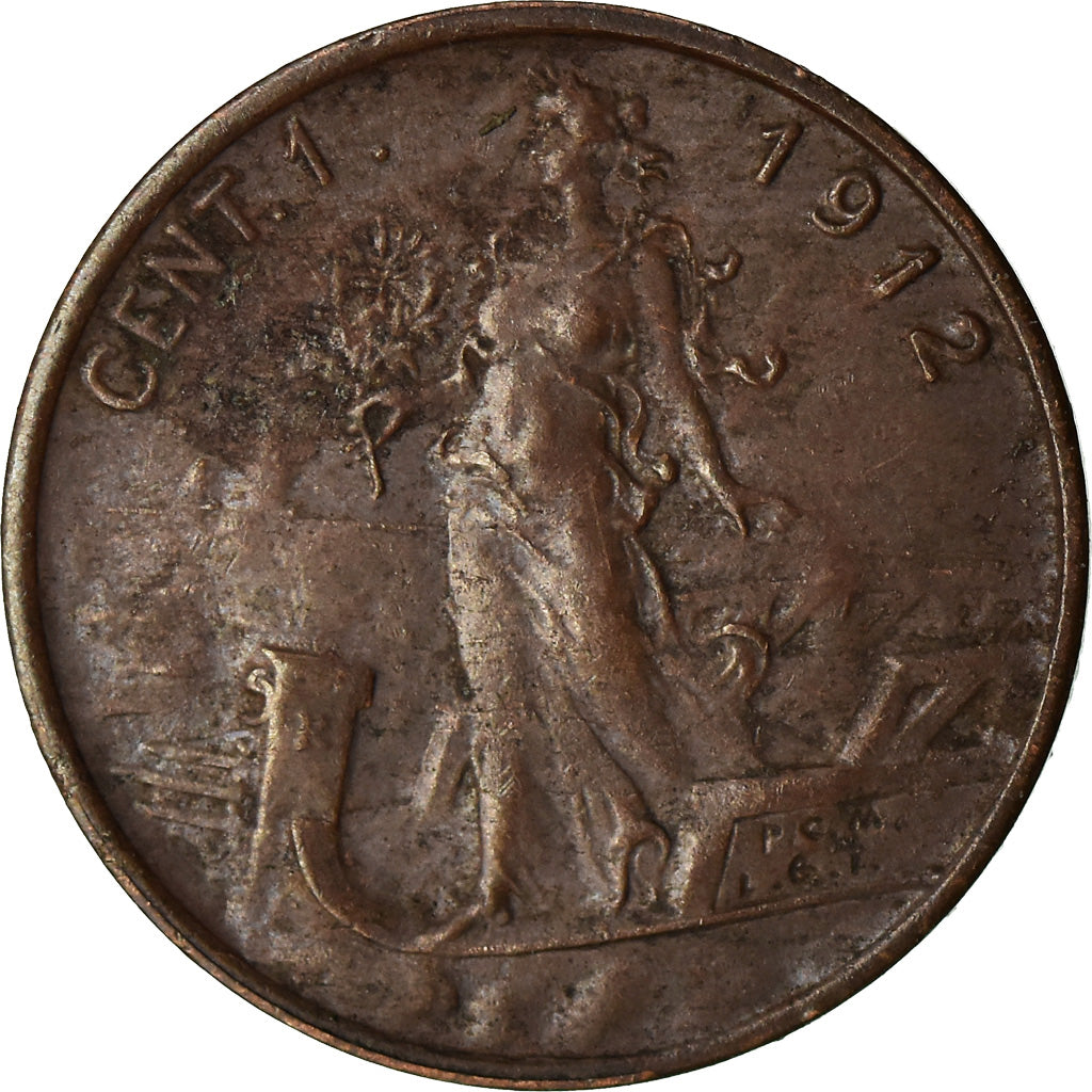 Coin, Italy, Vittorio Emanuele III, Centesimo, 1912, Rome, VF(30-35), Bronze