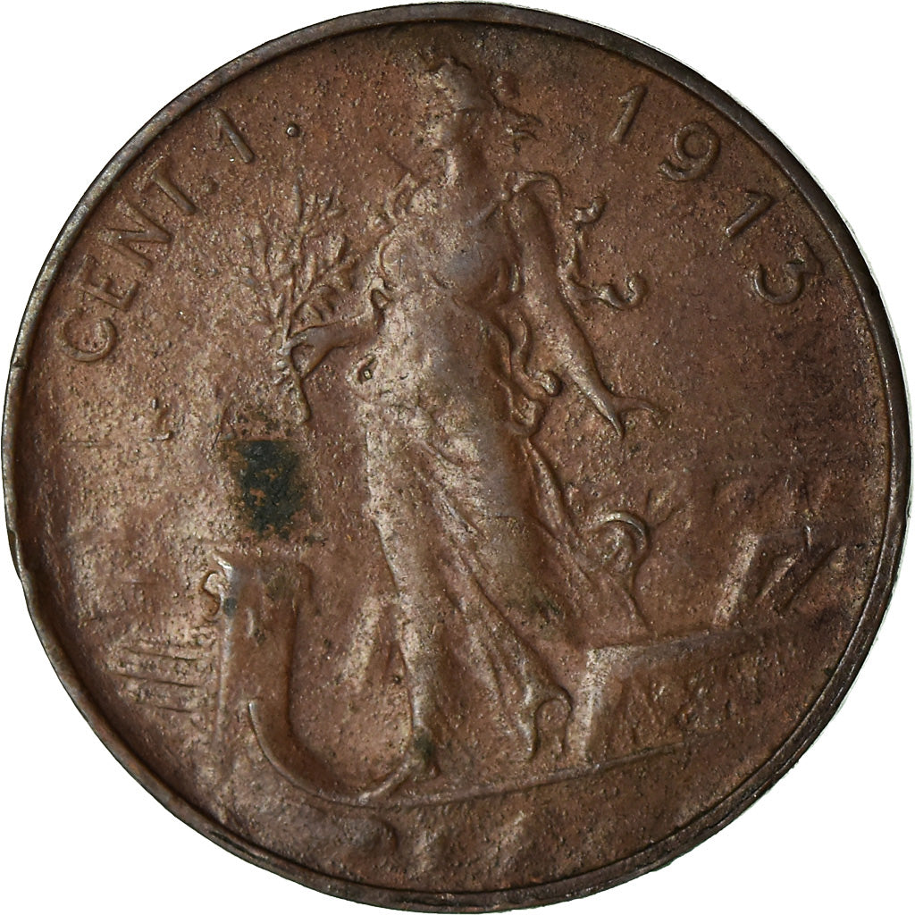 Coin, Italy, Vittorio Emanuele III, Centesimo, 1913, Rome, EF(40-45), Bronze
