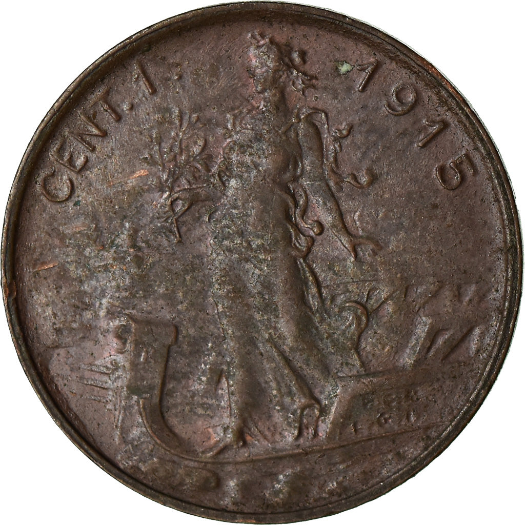 Coin, Italy, Vittorio Emanuele III, Centesimo, 1915, Rome, EF(40-45), Bronze