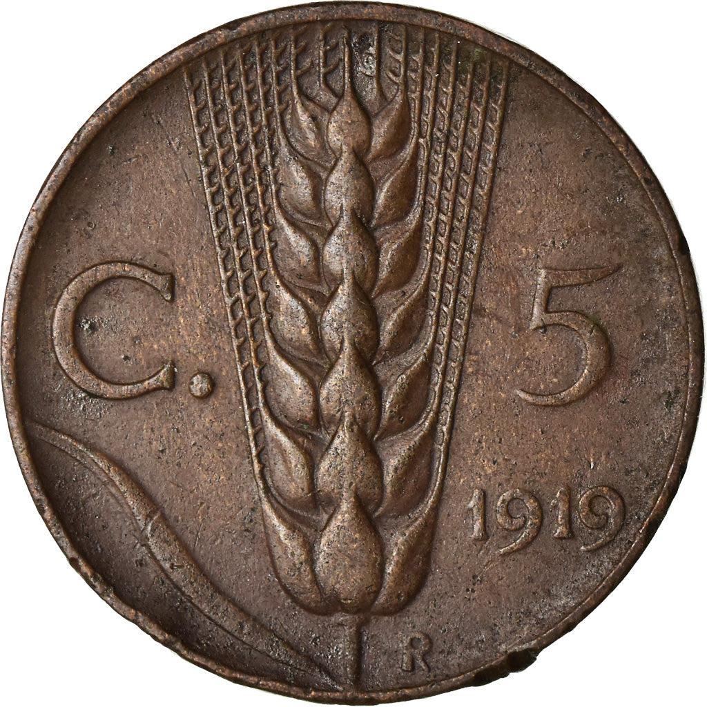 Coin, Italy, Vittorio Emanuele III, 5 Centesimi, 1919, Rome, VF(30-35), Bronze
