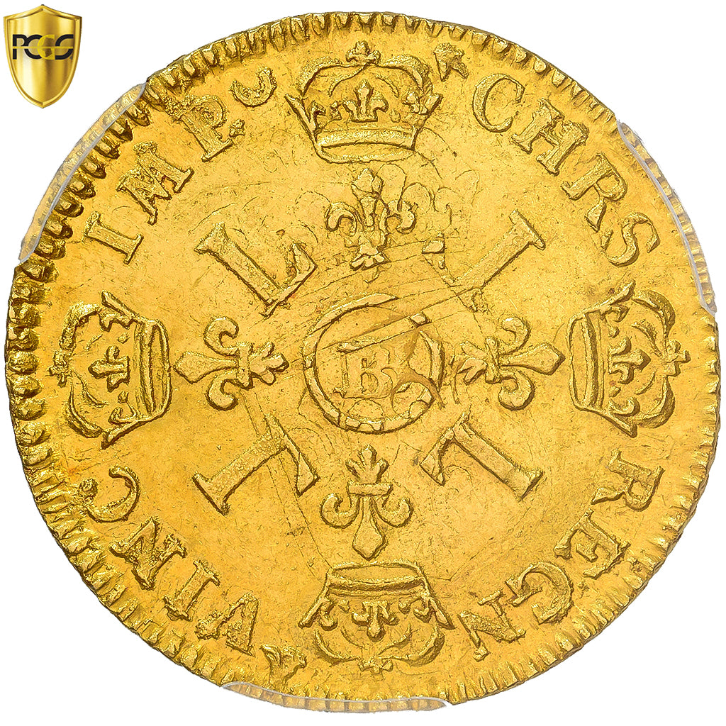 Francja, Louis XIV, Louis d'or au 4 L, 1694, Strasbourg, reformed, Złoto, PCGS