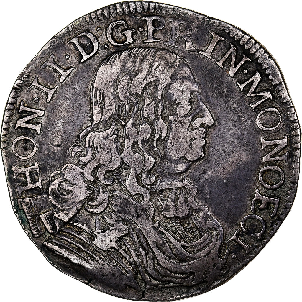 Monaco, Honoré II, Scudo, 1654, Monaco, Silver, EF(40-45), Gadoury:MC35