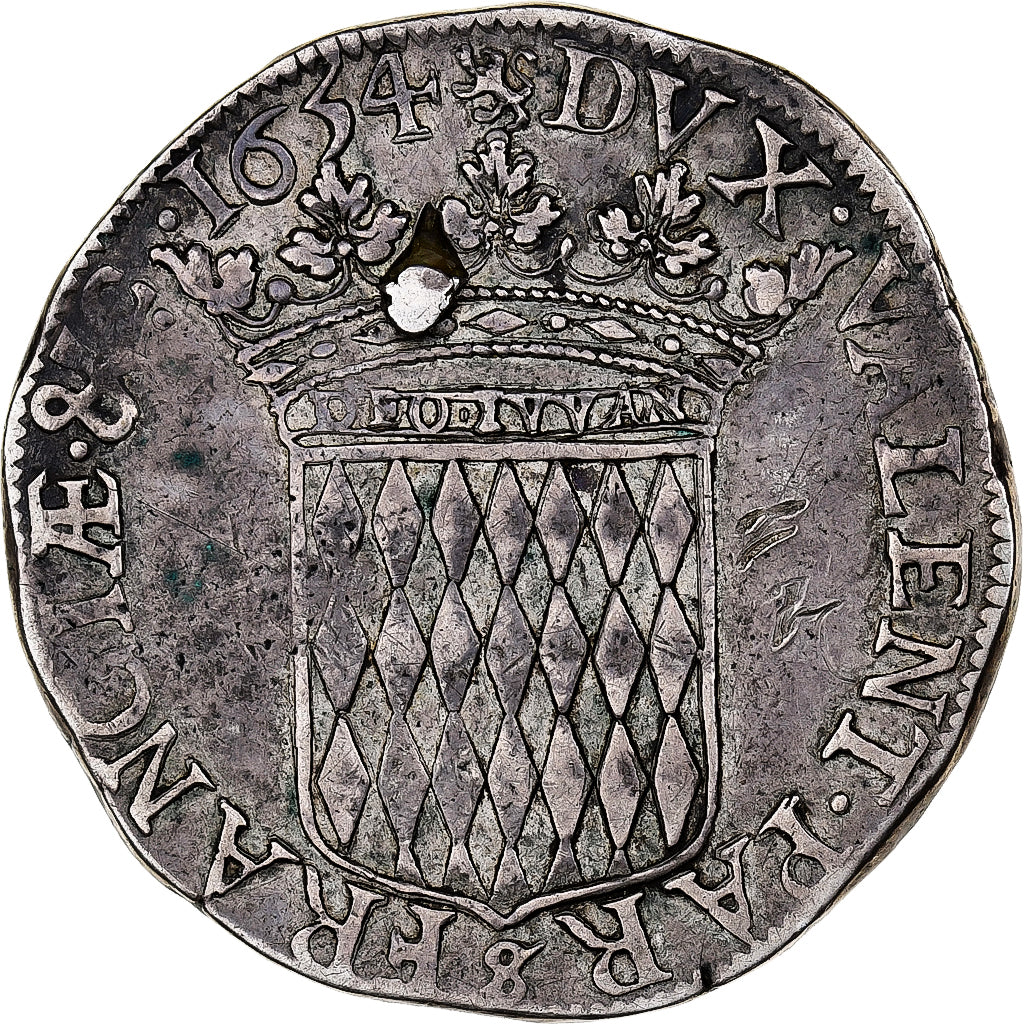 Monaco, Honoré II, Scudo, 1654, Monaco, Silver, EF(40-45), Gadoury:MC35