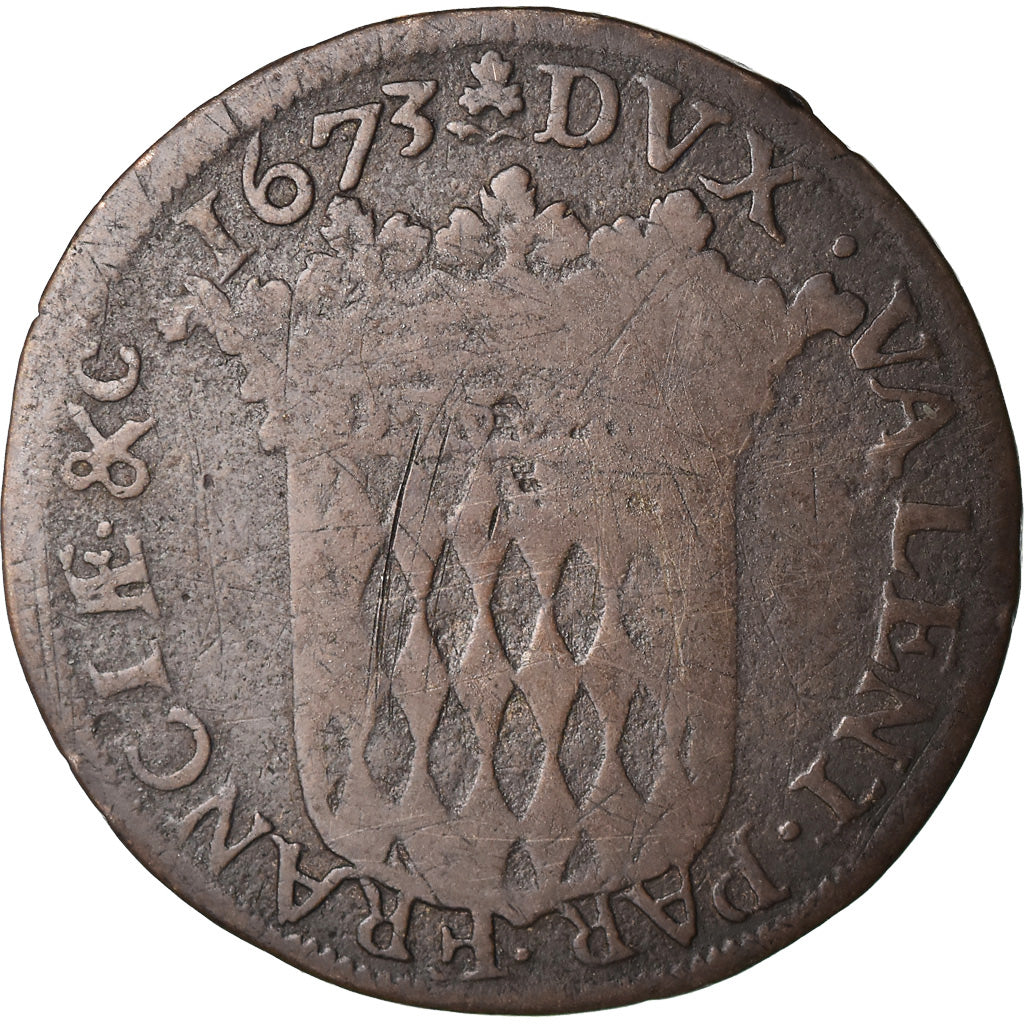 Monaco, Louis I, 3 Sols, Pezetta, 1673, Monaco, Billon, SGE+, Gadoury:MC48