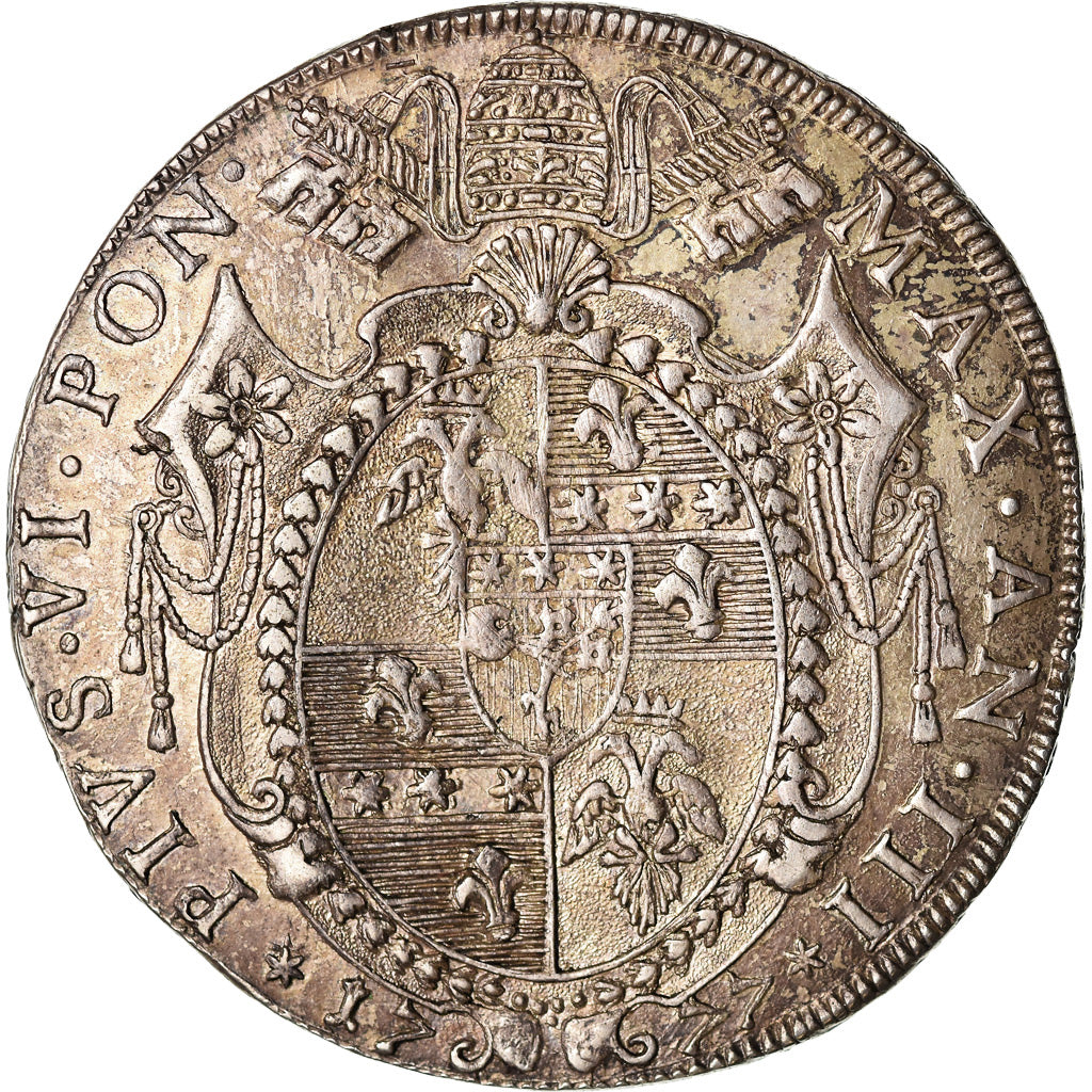 Papal States, Pius VI, Scudo Romano, 100 Baiocchi, 1777 (Anno III), Bologna