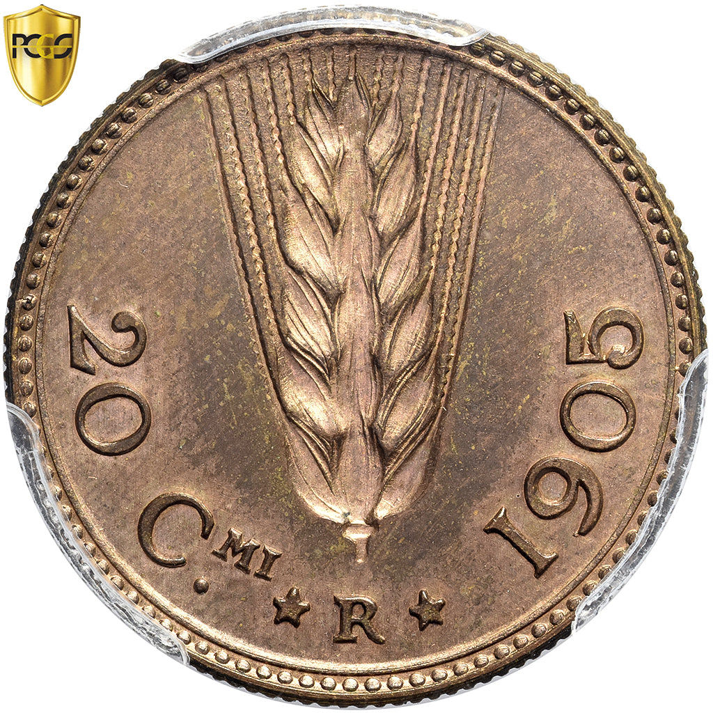 Italia, Vittorio Emanuele III, 20 Centesimi, 1905, Rome, ESSAI, Bronzo, PCGS