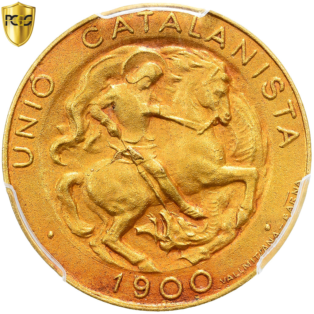 Hiszpania, 20 Pesetas, 1900, Barcelona, Złoto, PCGS, SP64