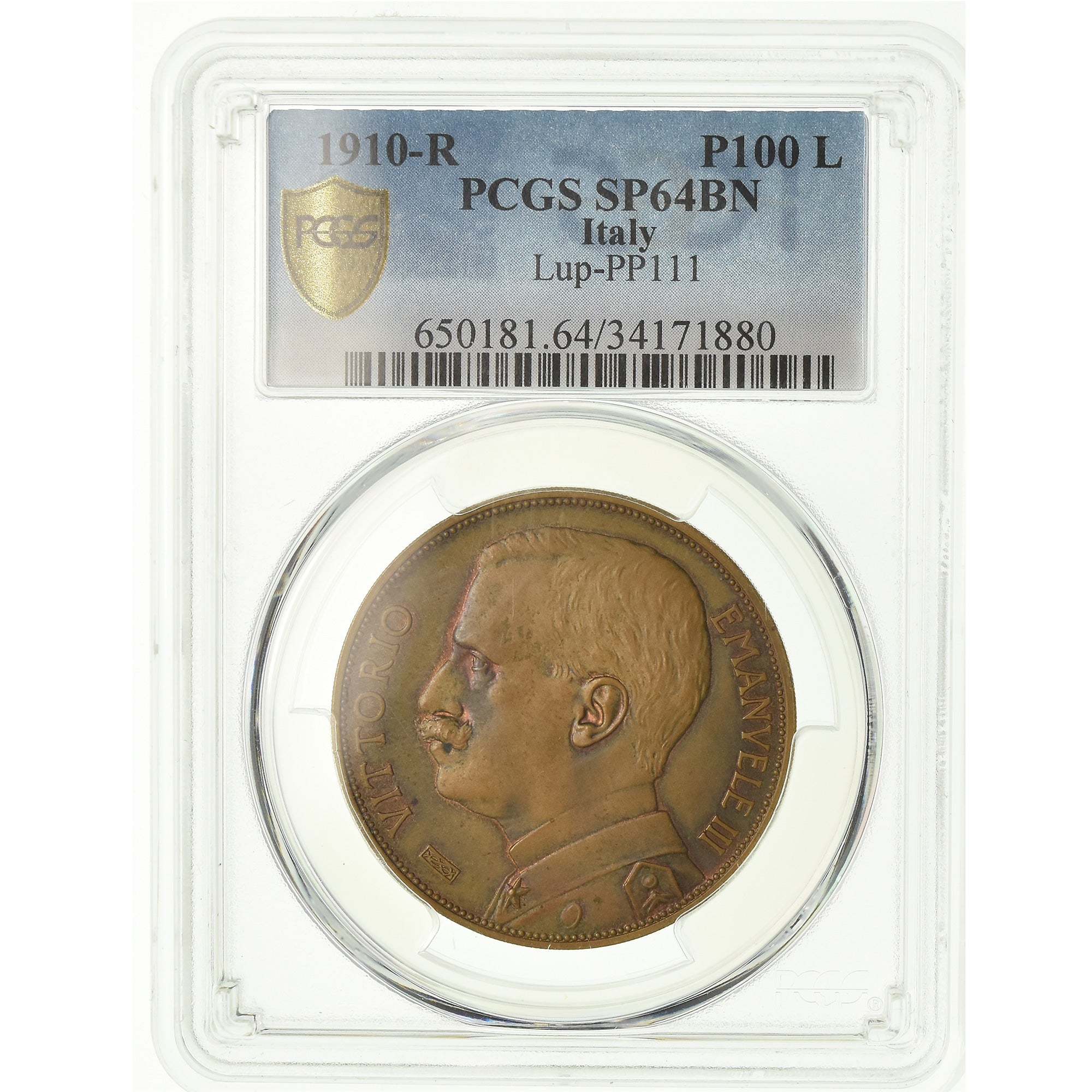 Itália, Vittorio Emanuele III, 100 Lire, 1910, Rome, Pattern, Bronze, PCGS