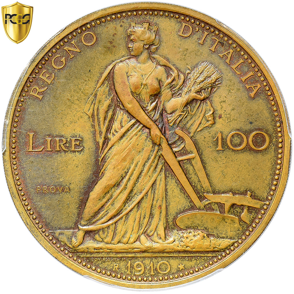 Italie, Victor-Emmanuel III, 100 Lire, 1910, Rome, Essai, Bronze, PCGS, SP64BN