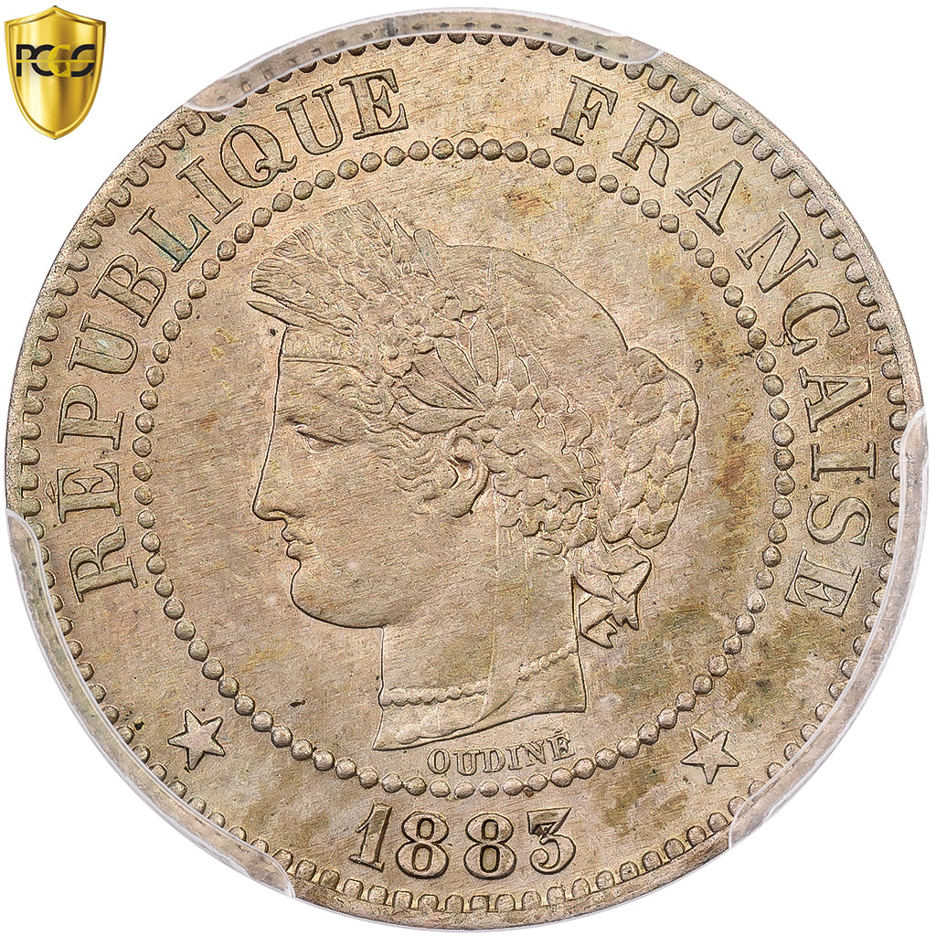 Francja, 2 Centimes, Cérès, 1883, Paris, Epreuve, Melchior, PCGS, SP64