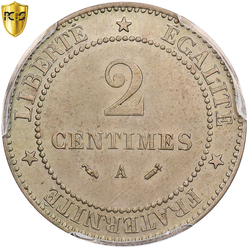 Francja, 2 Centimes, Cérès, 1883, Paris, Epreuve, Melchior, PCGS, SP65