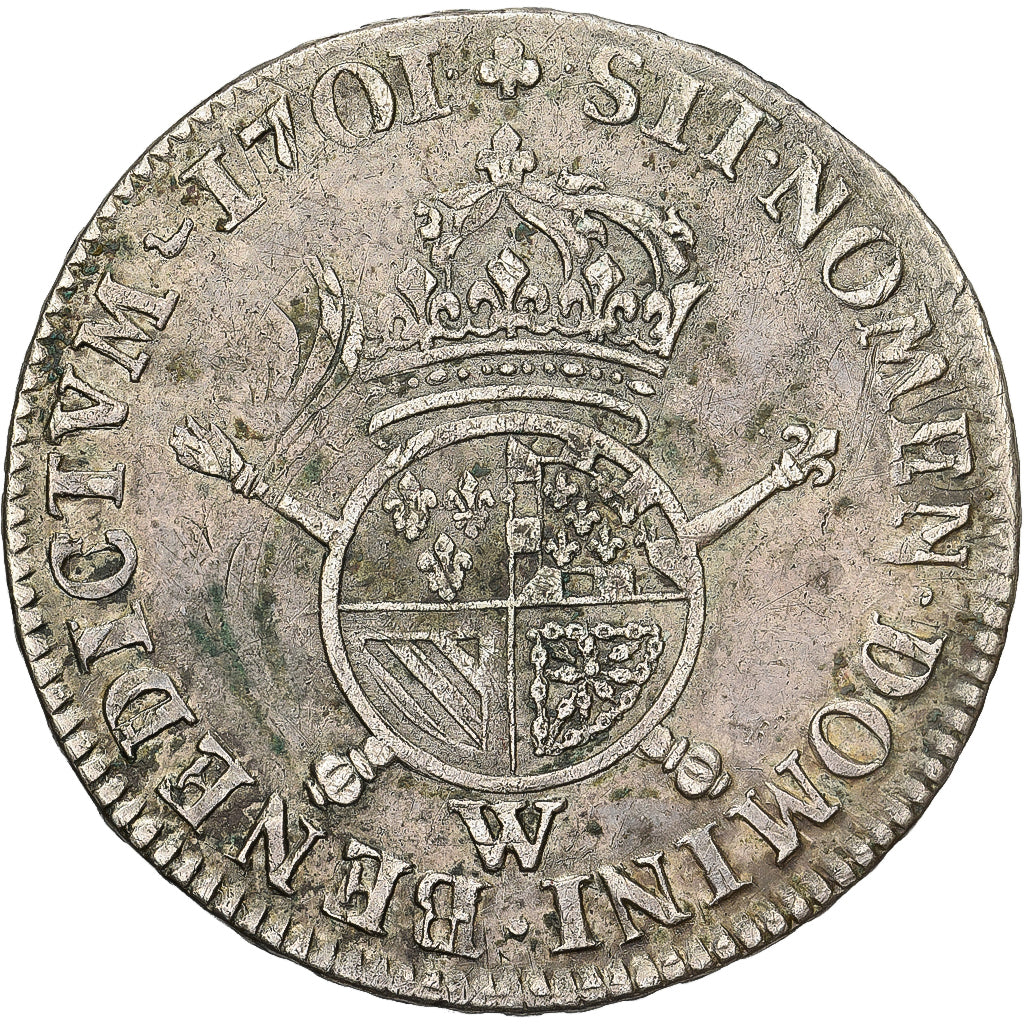 Francja, Louis XIV, 1/2 Écu de Flandre aux insignes, 1701, Lille, reformed