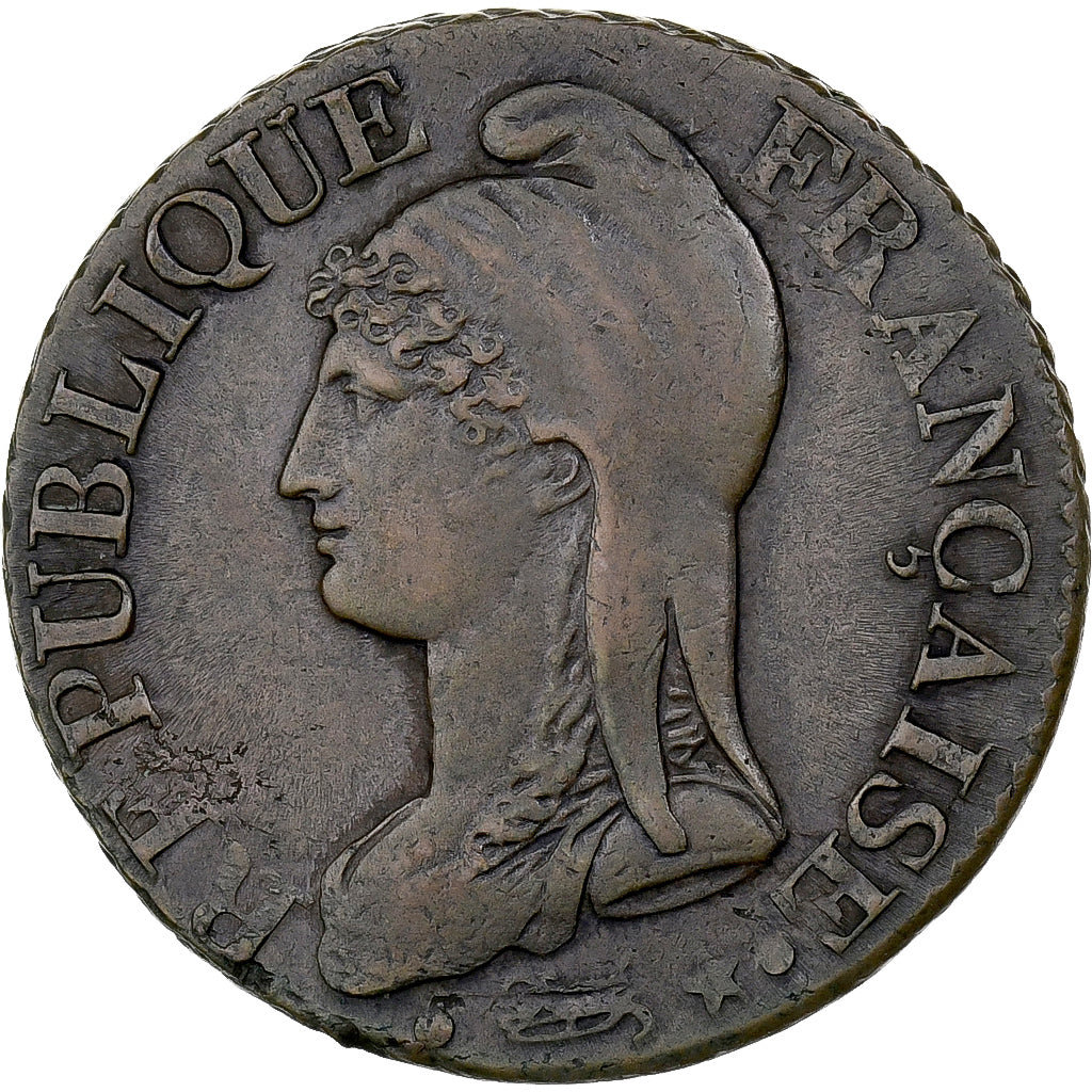 Frankreich, 5 Centimes, Dupré, AN 9, Geneva, Bronze, SS+, Gadoury:126b