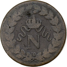 França, Napoleon I, 1 Décime, 1814-15, Strasbourg, Incuse strike, Bronze