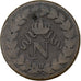 França, Napoleon I, 1 Décime, 1814-15, Strasbourg, Incuse strike, Bronze