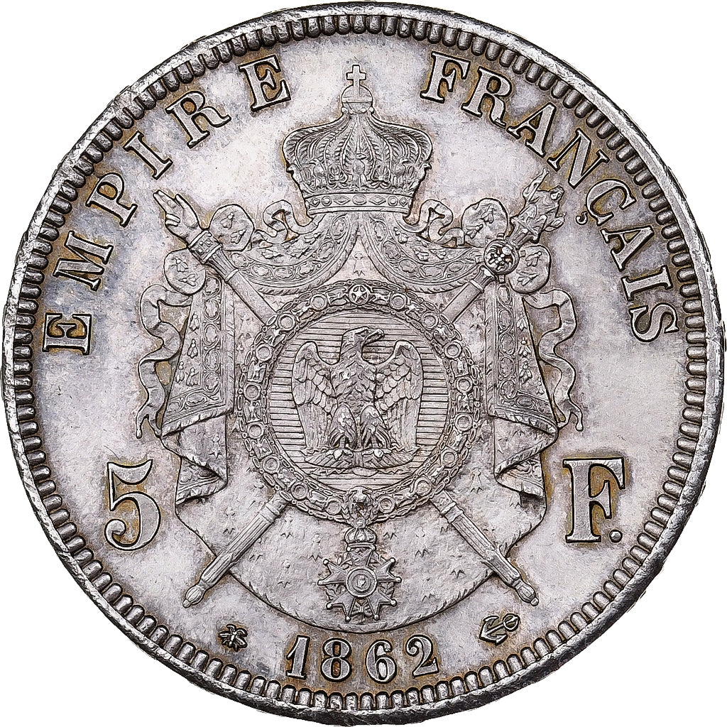 Frankrijk, Napoleon III, 5 Francs, 1862, Paris, Zilver, NGC, UNC Details