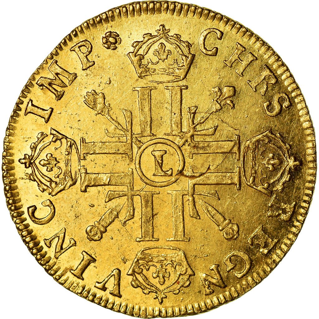 France, Louis XIV, Double louis d'or aux 8 L et aux insignes, 1702, Bayonne, Or