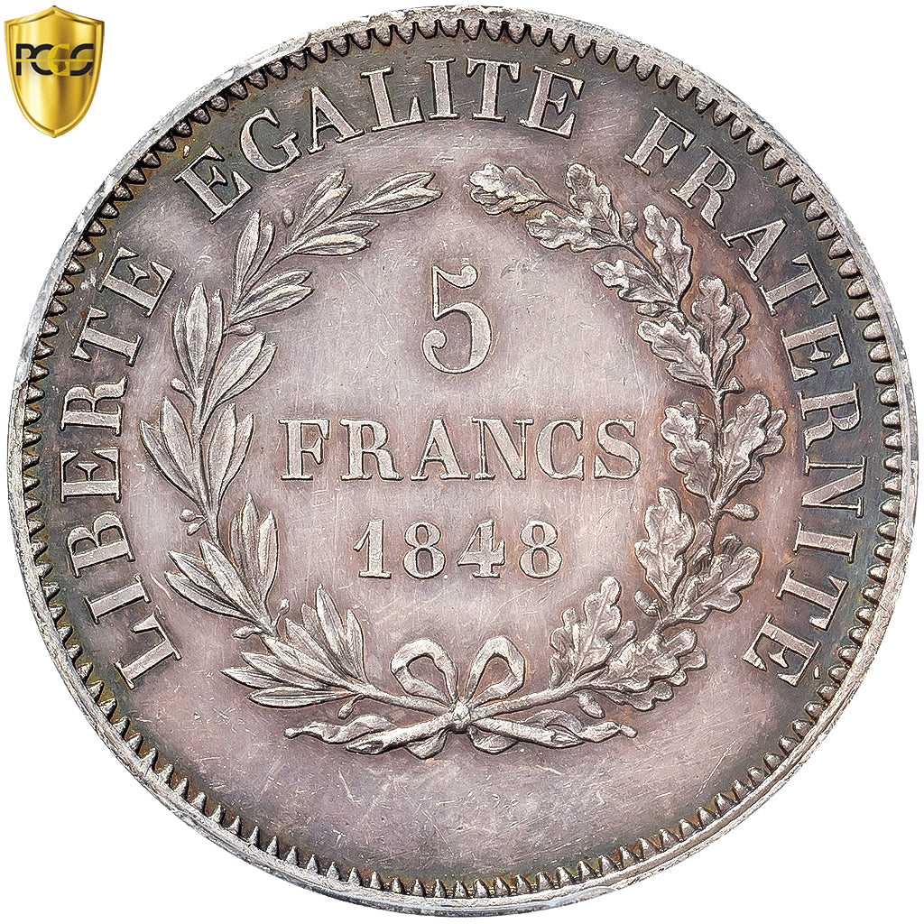 Frankreich, 5 Francs, Concours de Rogat, 1848, Pattern, Silber, PCGS, SP61