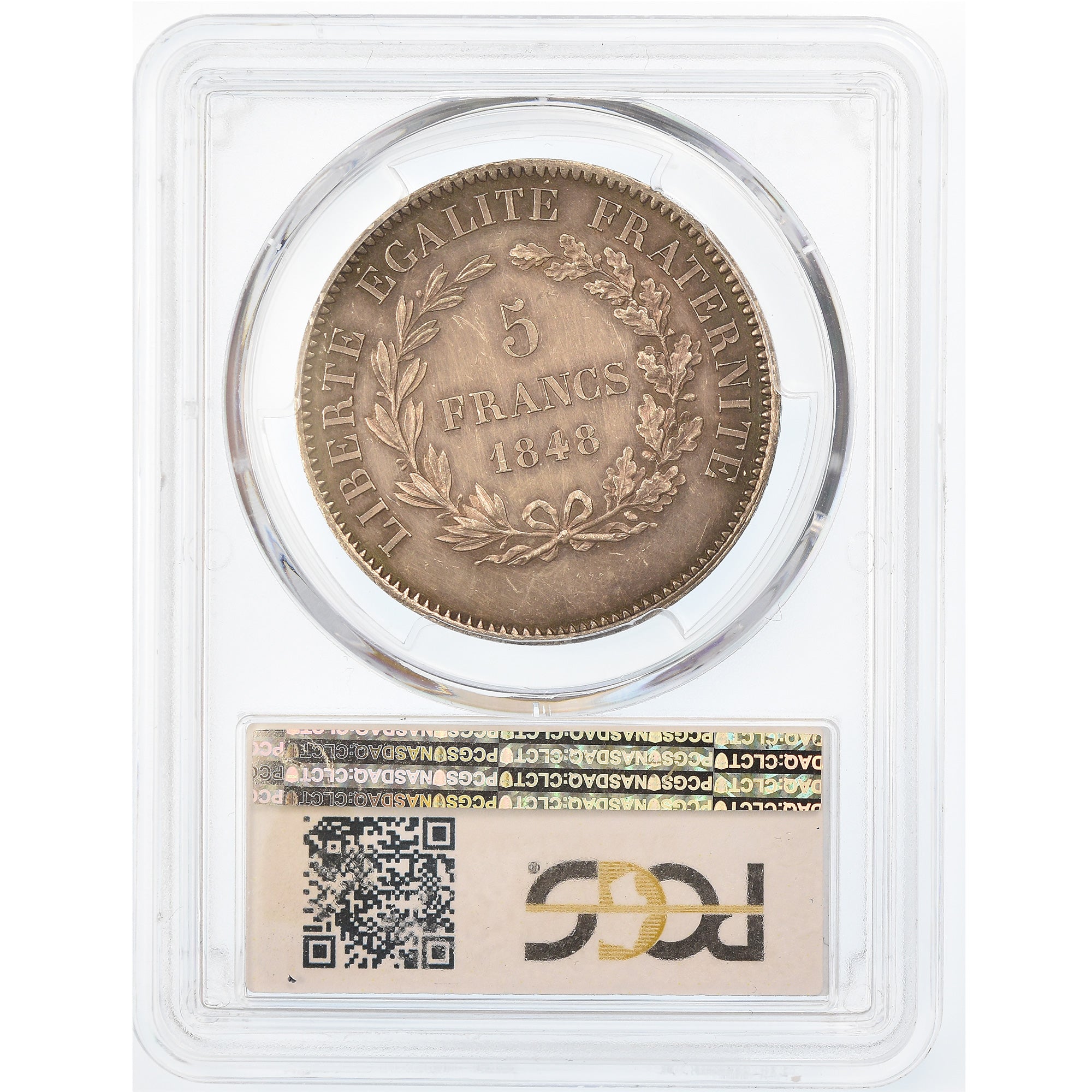 France, 5 Francs, Concours de Rogat, 1848, Pattern, Silver, PCGS, SP61
