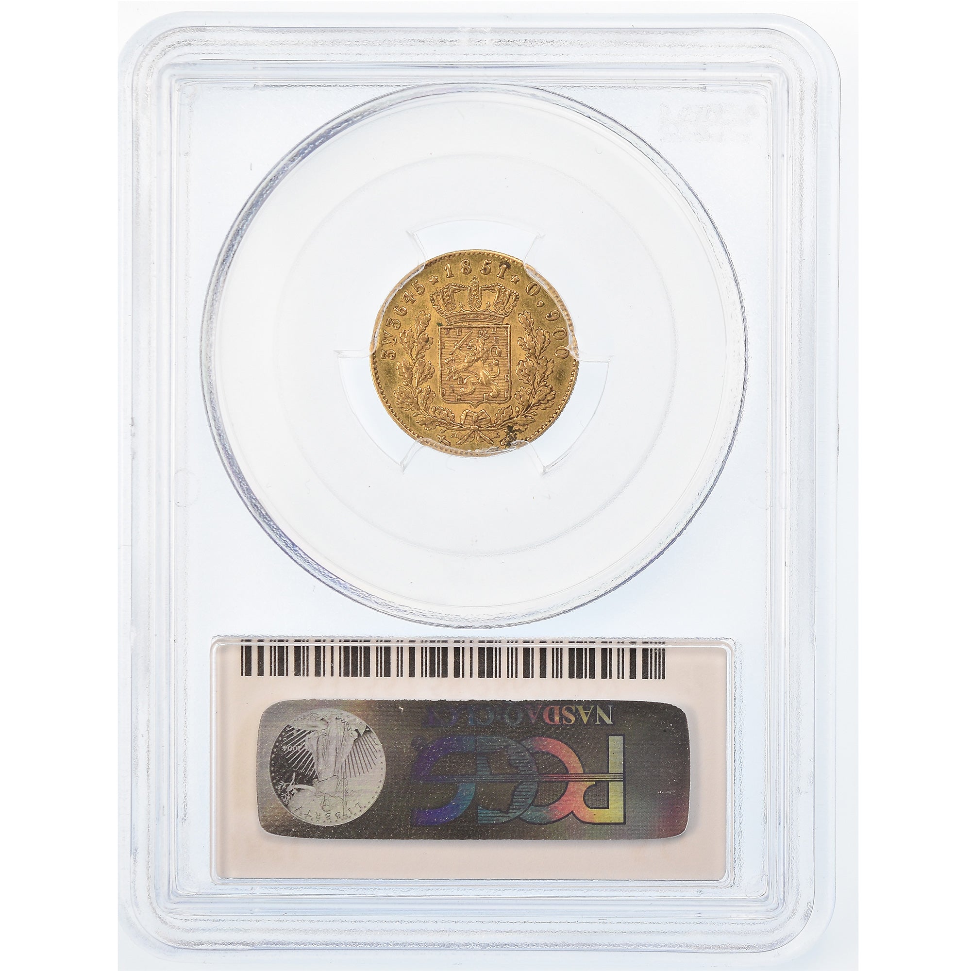 Pays-Bas, William III, 5 Gulden, 1851, Utrecht, Or, PCGS, AU58, KM:94