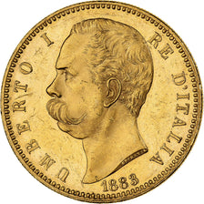 Włochy, Umberto I, 100 Lire, 1883, Rome, Złoto, AU(55-58), KM:22