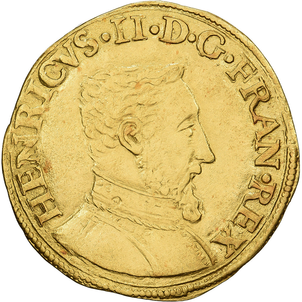France, Henri II, Henri d'or, 1554/3/0, Bayonne, Or, TTB+, Gadoury:389C