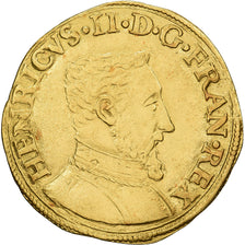 France, Henri II, Henri d'or, 1554/3/0, Bayonne, Or, TTB+, Gadoury:389C